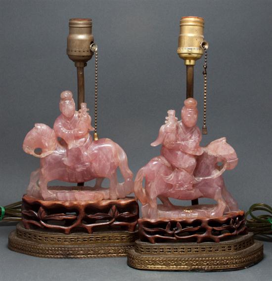 Two Chinese carved pink quartz 135ee8