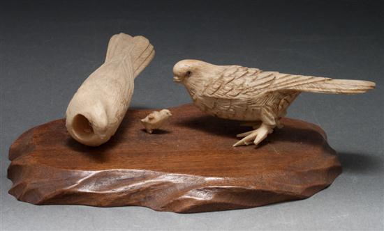 Chinese carved ivory bird group