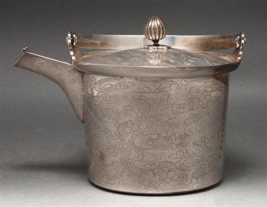 Japanese engraved silver wine pot 135f5d