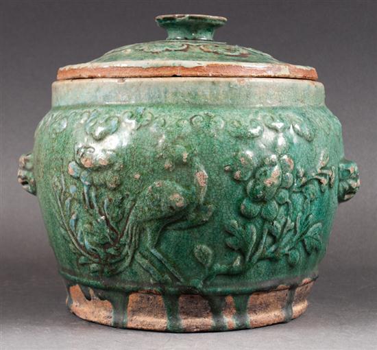 Japanese glazed terracotta jar 135f85