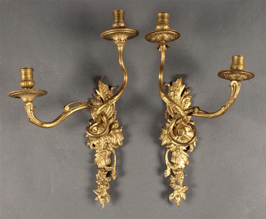Pair of Louis XVI style cast brass
