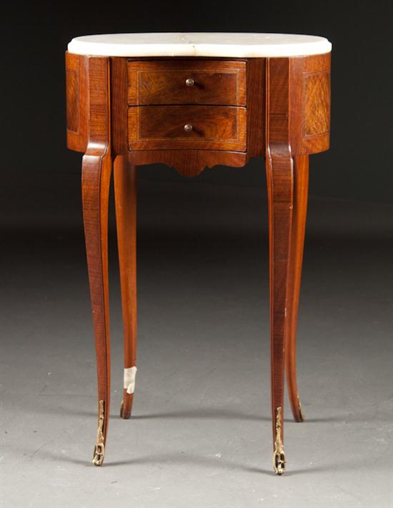 Louis XV style inlaid walnut marble-top