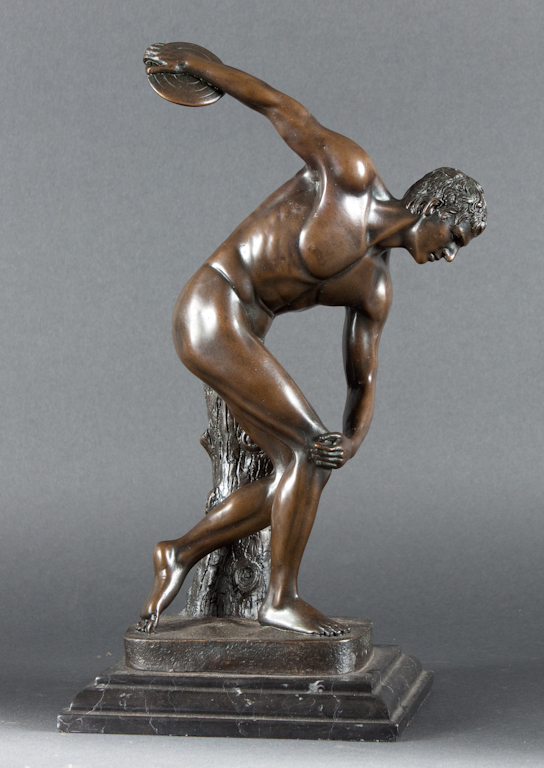 Continental style patinated bronze figure: