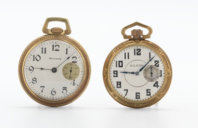 Two Open Face Pocket Watches Waltham 133a25