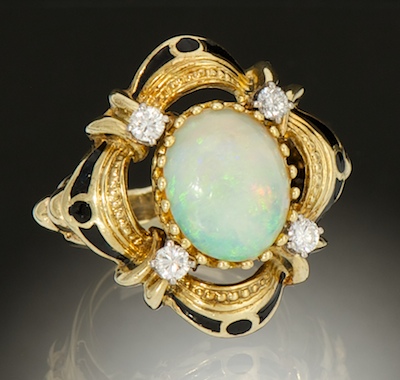 A Ladies' Opal and Diamond Ring