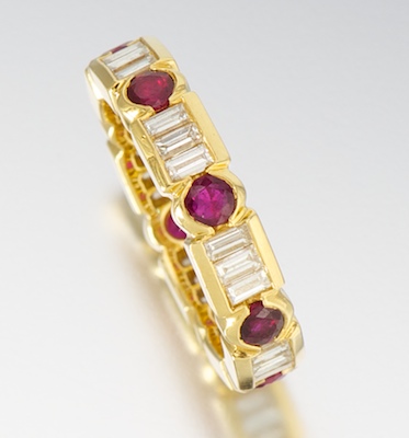 A Ladies Ruby and Diamond Eternity