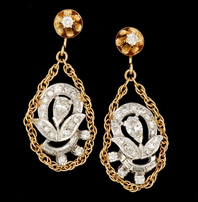 A Pair of Platinum Gold and Diamond
