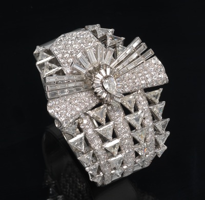 A Retro Diamond Cuff Bracelet Platinum 133a94