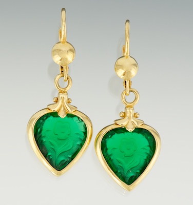 An Italian 18k Gold and Glass Earrings 133aa6