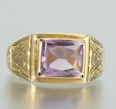 An Art Deco Amethyst and Gold Ring