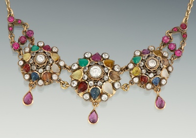 A Thai Gold and Gemstone Princess Necklace