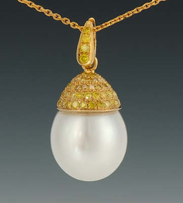 A South Sea Pearl and Yellow Diamond