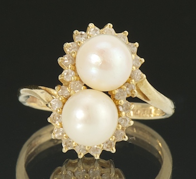 A Ladies' Double Pearl and Diamond
