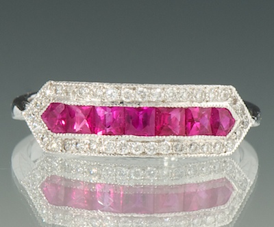 A Ruby and Diamond Ring 18k white