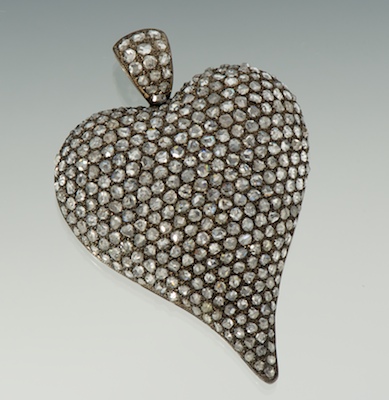 A Rose Cut Diamond Puffy Heart Pendant