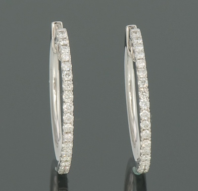 A Pair of Diamond Hoop Earrings 133aee