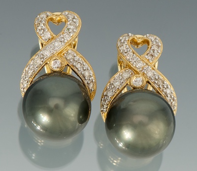 A Pair of Tahitian Pearl and Diamond 133af8