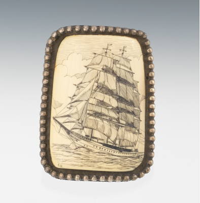 A Belt Buckle With Scrimshaw Initialed 133b1e