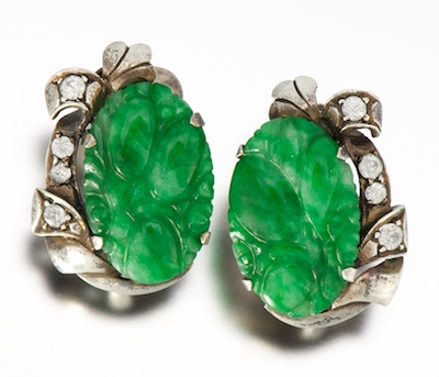 A Pair of Sterling Silver and Jadeite 133b22