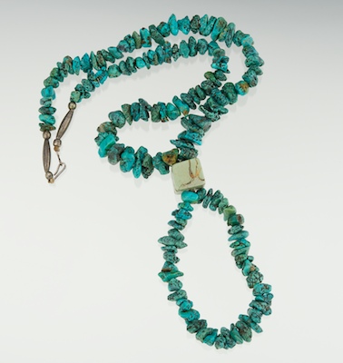 A Turquoise Bead and Silver Necklace