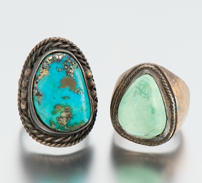 Two Sterling Silver and Turquoise