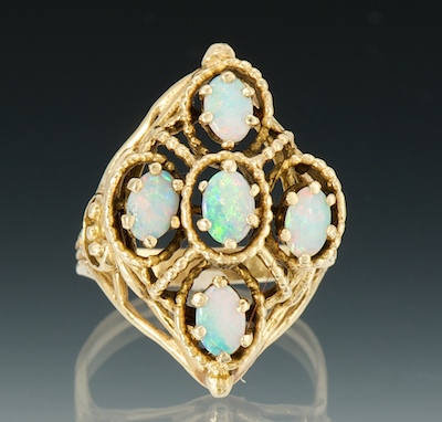 A Ladies' Opal Dome Ring 10k yellow