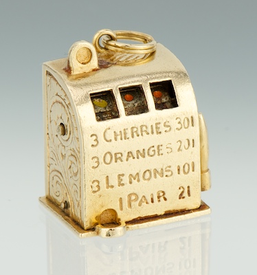 14K Gold Working Slot Machine Charm