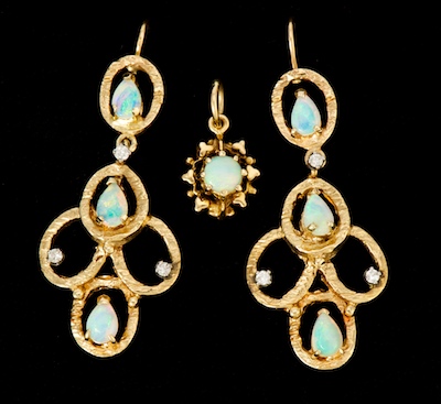 A Pair of Gold Opal and Diamond 133b57