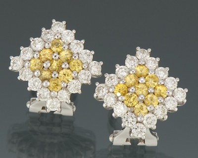 A Pair of Diamond and Yellow Sapphire 133b58