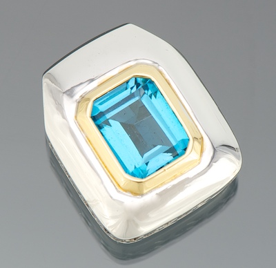 A Ladies' 18k Gold and Topaz Pendant