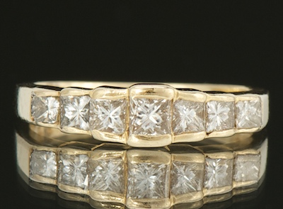 A Ladies Princess Cut Diamond Ring