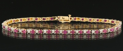 A Ladies' Ruby and Diamond Bracelet