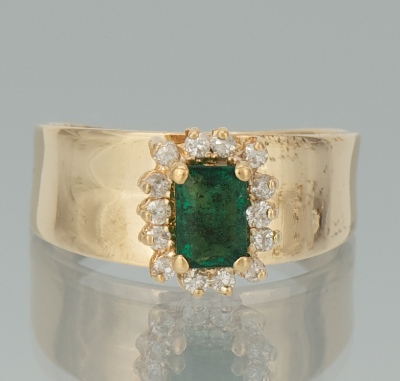 A Ladies' Emerald and Diamond Ring