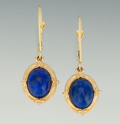 A Pair of Lapis Cabochon Earrings 133bad
