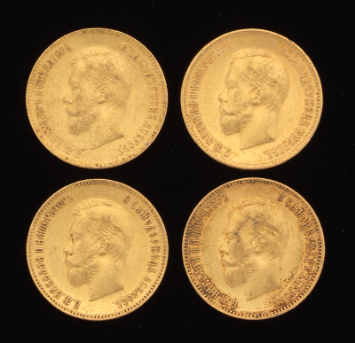Four Russian 10 Ruble Gold Coins 133be7