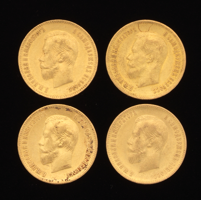 Four Gold Ruble Coins Four Russian 133be8