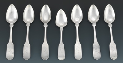 Seven Coin Silver Teaspoons Signed