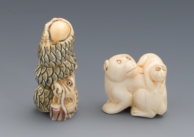 Two Carved Ivory Netsuke The first
