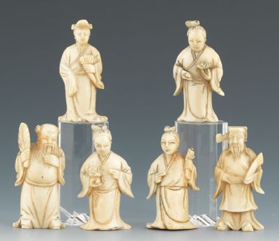 Six Carved Ivory Immortals Each