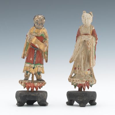 Two Carved and Polychromed Figural