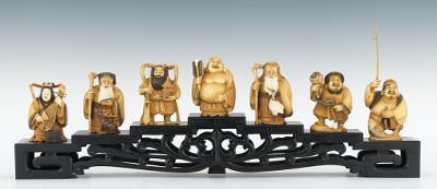 Seven Carved Ivory Immortals ca. 1960s