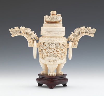 A Carved Ivory Koro Carved ivory koro