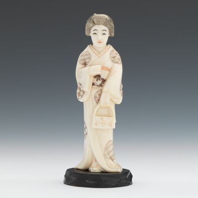 A Carved Ivory Geisha Carved ivory 133c6f