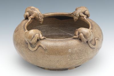 A Crackle Glazed Ceramic Centerbowl