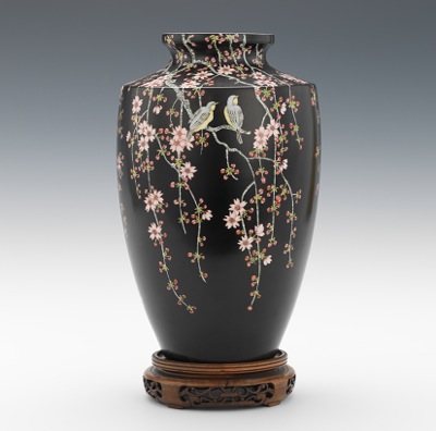 A Large Famille Noir Nippon Vase Lamp 133c94