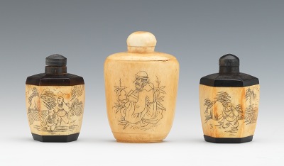 A Group of Three Bone and Horn Snuff