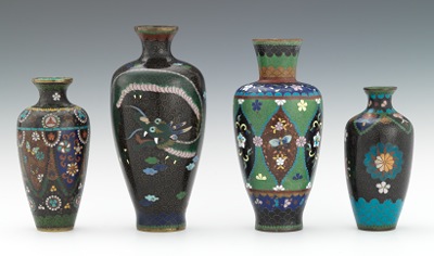 Four Japanese Cloisonne Vases Cloisonne