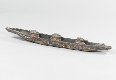 Crocodile Boat New Guinea Carved 133cbc