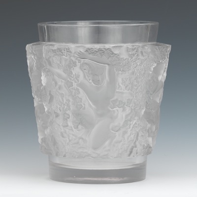 Signed Lalique Satyr Vase Clear 133d43