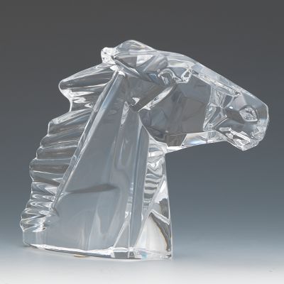 A Daum Figure of a Horse Head Clear 133d50